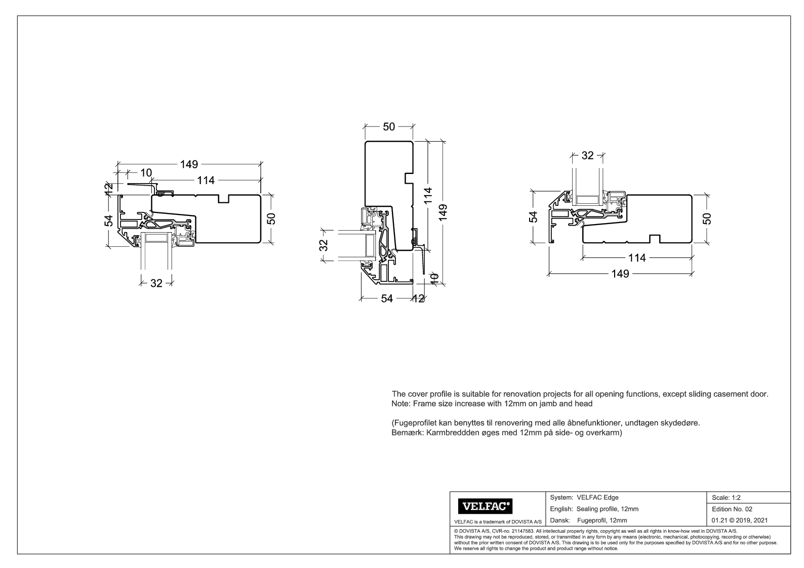 Indbygning med fugeprofil